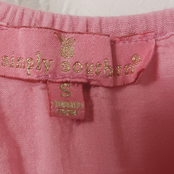 Simply Southern Pink Maxi Dress Bohemian Embroidery Size S - Picture 9 of 10